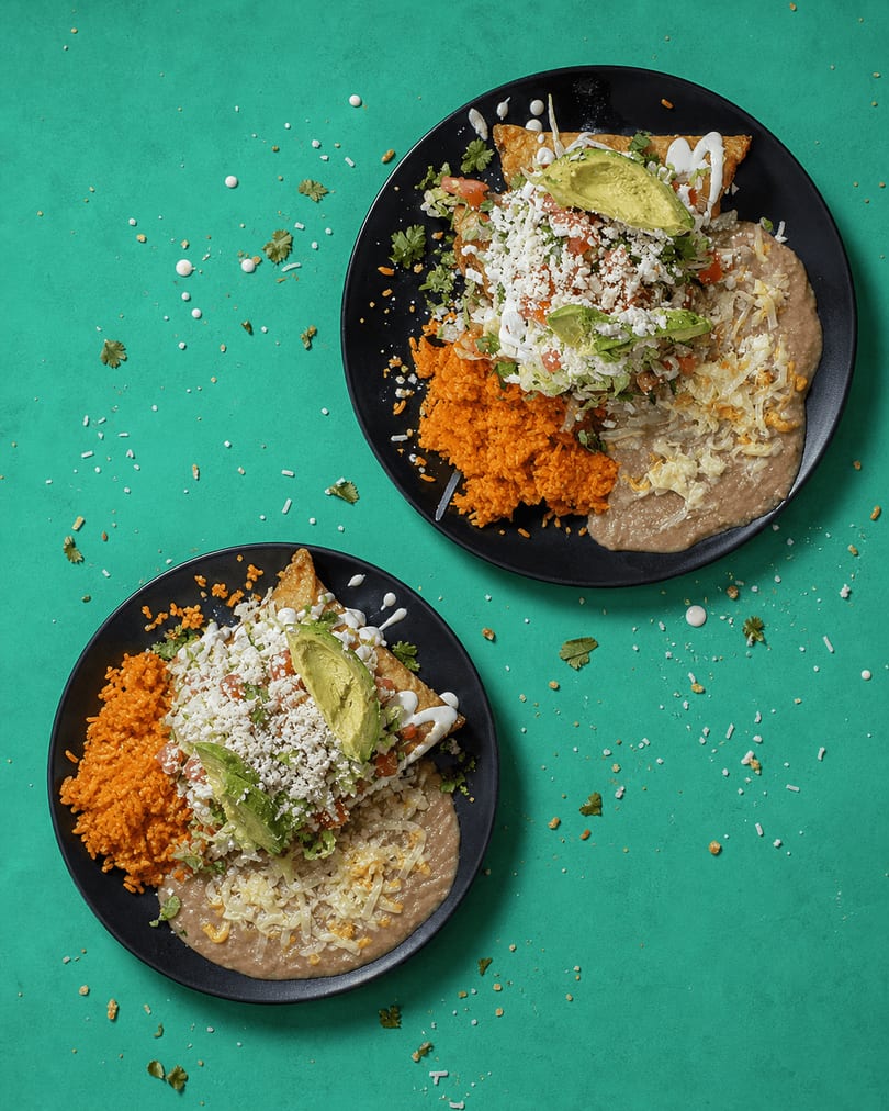 Combination plate with rice and beans